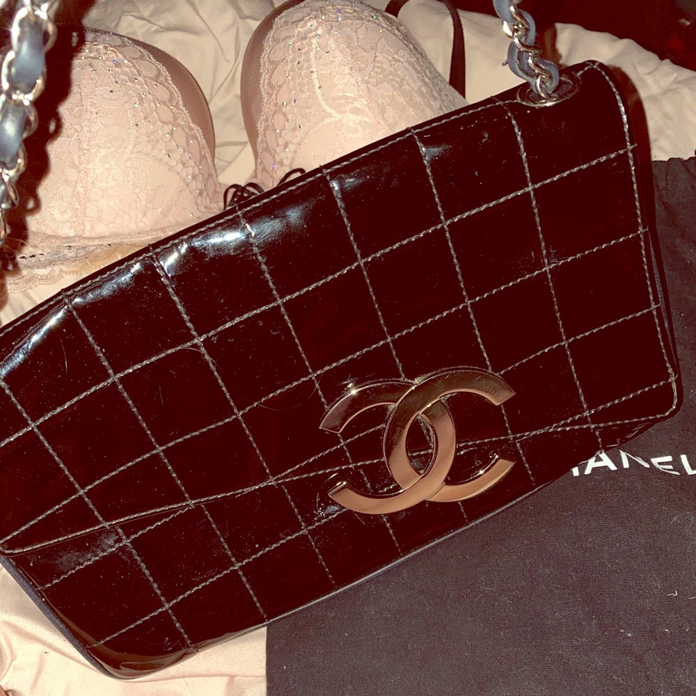 *RARE* Black SquareStitch Patent Leather Chanel